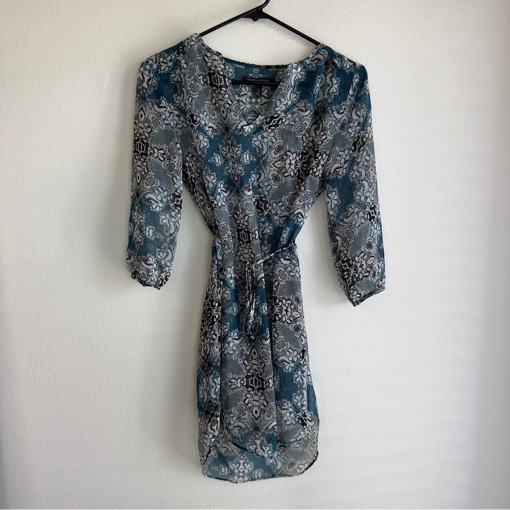 Banana Republic Teal and Black Tunic Dress Size 0 / XS